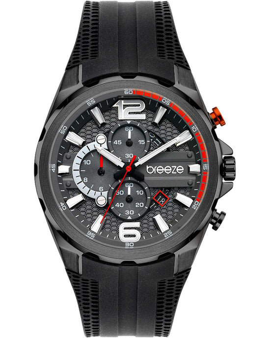 BREEZE Intrusio Chronograph Black Silicone Strap 112222.4