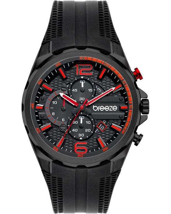 BREEZE Intrusio Chronograph Black Silicone Strap 112222.6