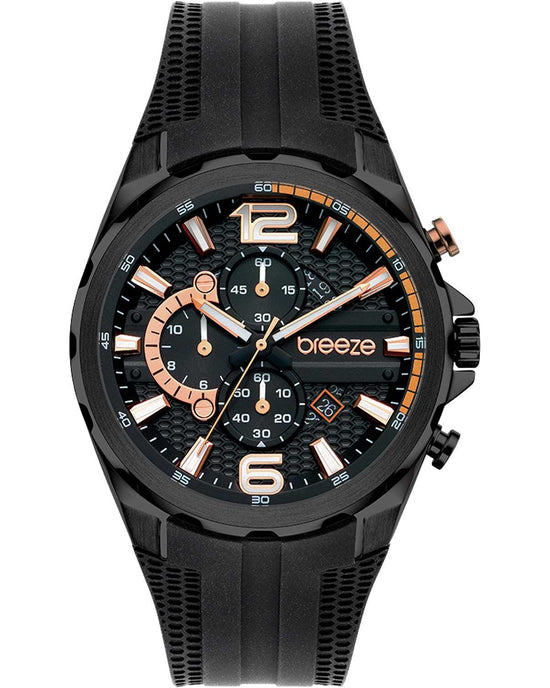 BREEZE Intrusio Chronograph Black Silicone Strap 112222.7