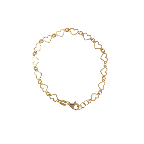 AV ασημένιο επίχρυσο βραχιόλι αλυσίδα σε σχήμα καρδιά