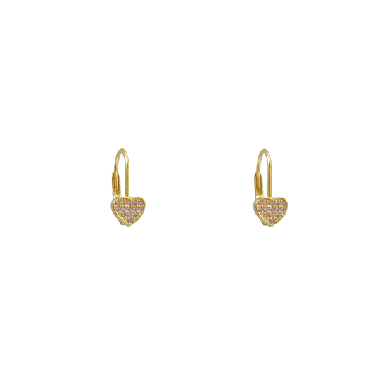 AV ασημένια επίχρυσα κρεμαστά σκουλαρίκια σε σχήμα καρδιά