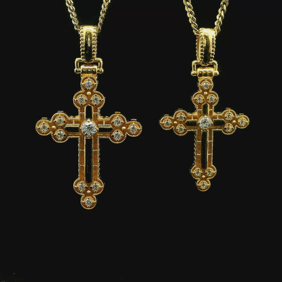 AV χρυσός γυναικείος σταυρός με πέτρες ζιργκόν