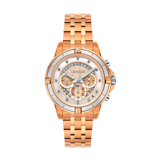 BREEZE Divinia Crystals Rose Gold Stainless Steel Chronograph 212311.4