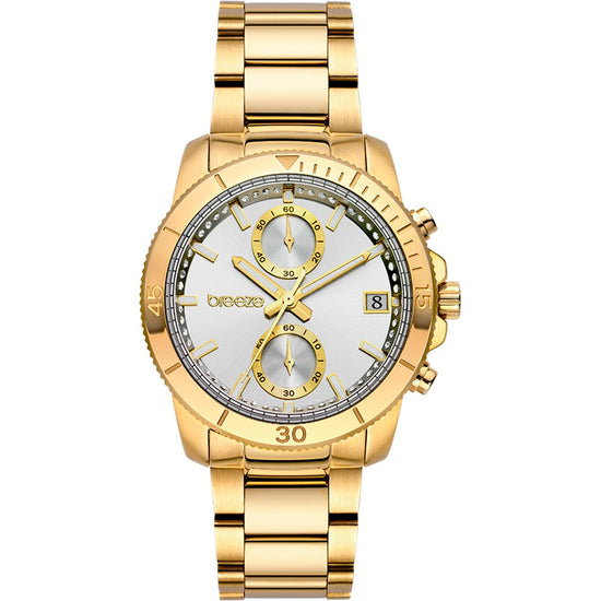 BREEZE Sparkly Crystals Gold Stainless Steel Chronograph 212391.2