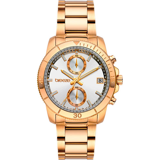 BREEZE Sparkly Crystals Rose Gold Stainless Steel Chronograph 212391.4