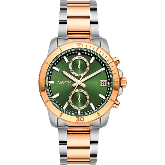 BREEZE Sparkly Crystals Two Tone Stainless Steel Chronograph 712391.8