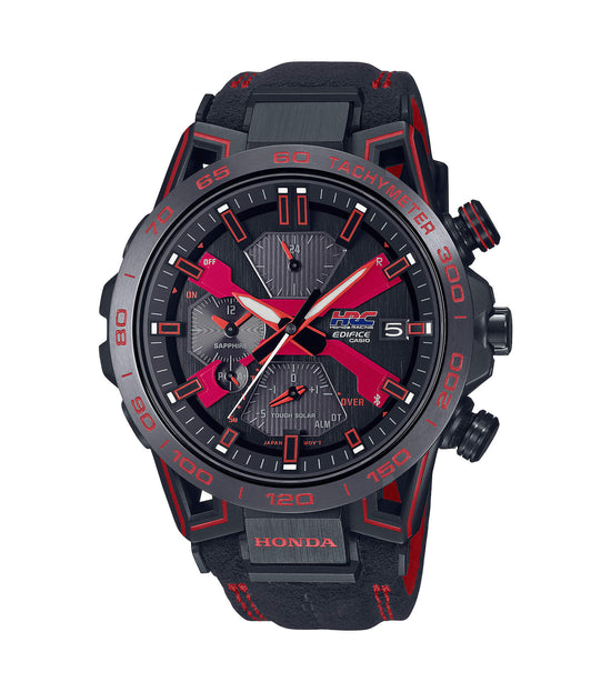 CASIO Edifice Honda Racing Limited Edition Solar Bluetooth Black Leather Strap EQB-2000HR-1AER