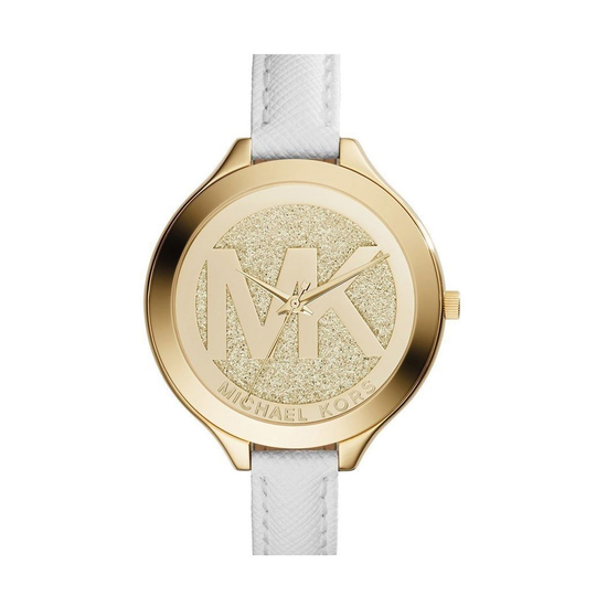 MICHAEL KORS Runway Gold White Leather Strap MK2389
