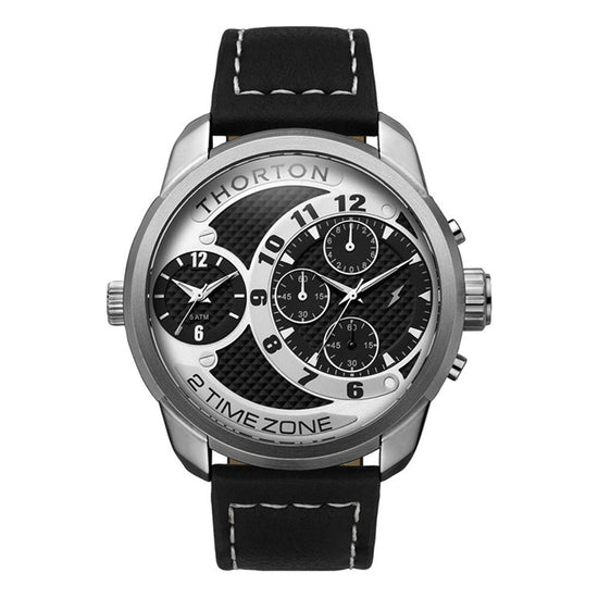 THORTON VIDAR BLACK LEATHER CHRONOGRAPH MENS WATCH