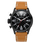 THORTON ARNE DUAL TIME BROWN LEATHER STRAP MENS WATCH