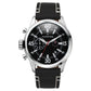 THORTON ARNE DUAL TIME BLACK LEATHER STRAP MENS WATCH