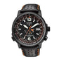 CITIZEN Eco-Drive Radio Controlled Men Black Leather Strap AS2025-09E