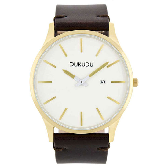 DUKUDU Filip Gold Brown Leather Strap DU-002