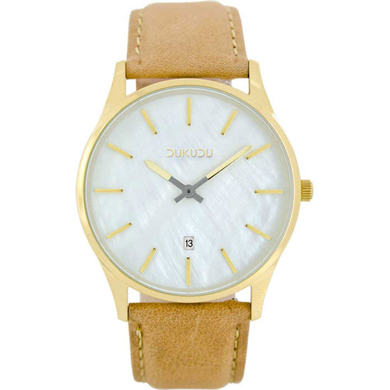 DUKUDU Kim Gold Brown Leather Strap DU-111