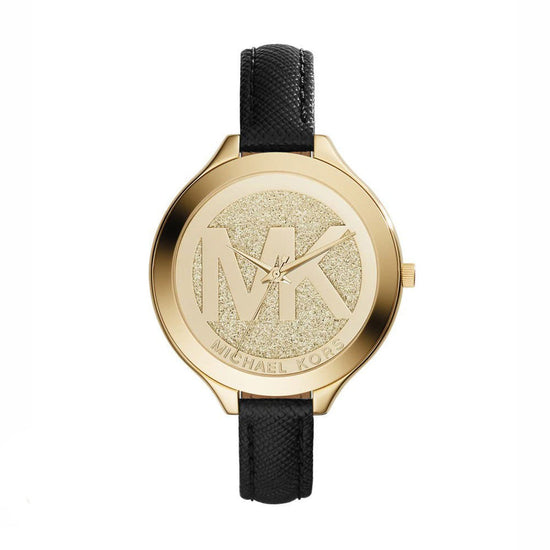 MICHAEL KORS Runway Gold Black Leather Strap MK2392