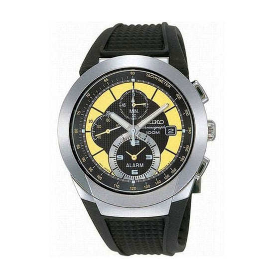 SEIKO BLACK RUBBER CHRONOGRAPH MENS WATCH SNAB37P1