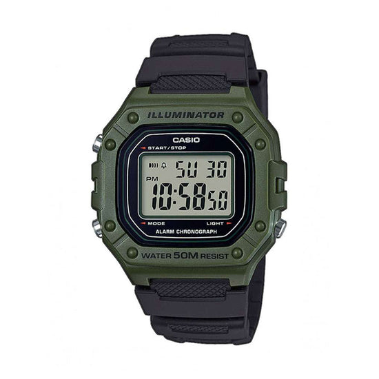 CASIO Collection Black Rubber Strap W-218H-3AVEF